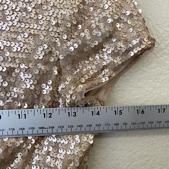 Adrianna Papell Dress Womens Size 2 Sequins Party Rose Gold - Picture 5 of 9
